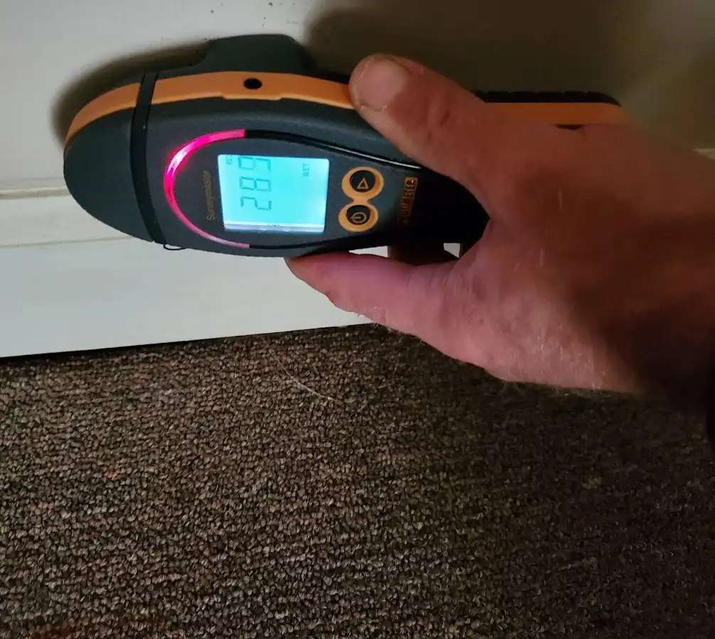 Moisture detection at baseboard during Sewage Cleanup & Sanitation in Mechanicsville